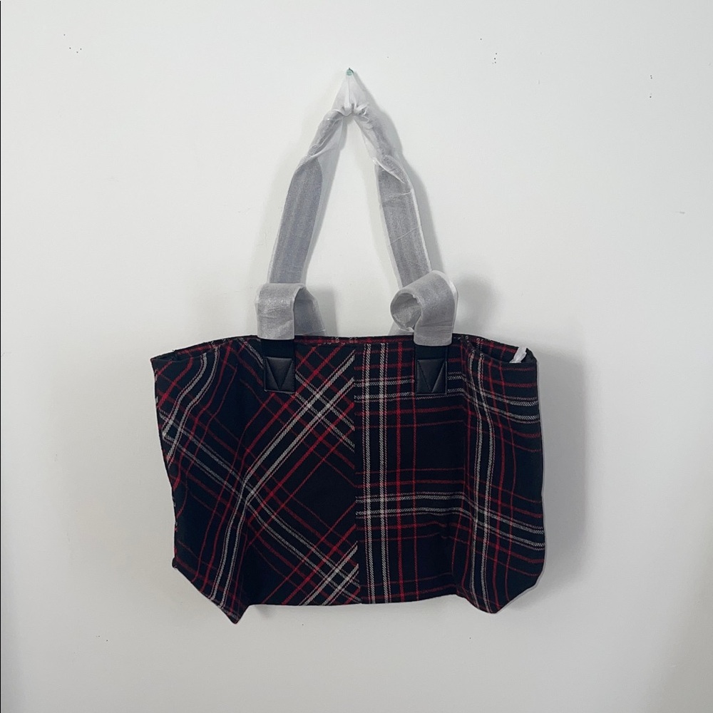 Victoria's Secret Black and Red Plaid Tote - Picture 3 of 5